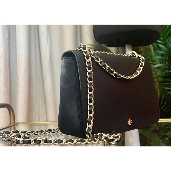 Tory Burch Black Leather Emerson Shoulder Bag/Crossbody - Picture 6 of 11